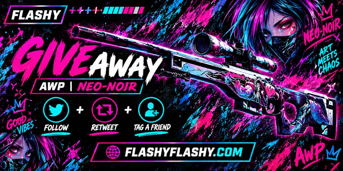 flashyflashycom's tweet photo. 24H GIVEAWAY !!! AWP Neo-Noir !

To win:
✅ Visit for free codes: https://t.co/EmdZFb87B5
✅ Retweet
✅ Tag a friend 
✅ Follow us https://t.co/opRxQuGJ4z
