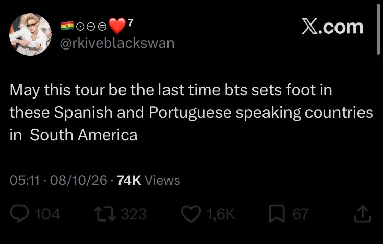 outroteear's tweet photo. i was already expecting the xenophobic posts as soon as bts stepped foot in south america but that doesn’t make it less frustrating and saddening… i can only hope karma does its job https://t.co/77LwXMMMxq