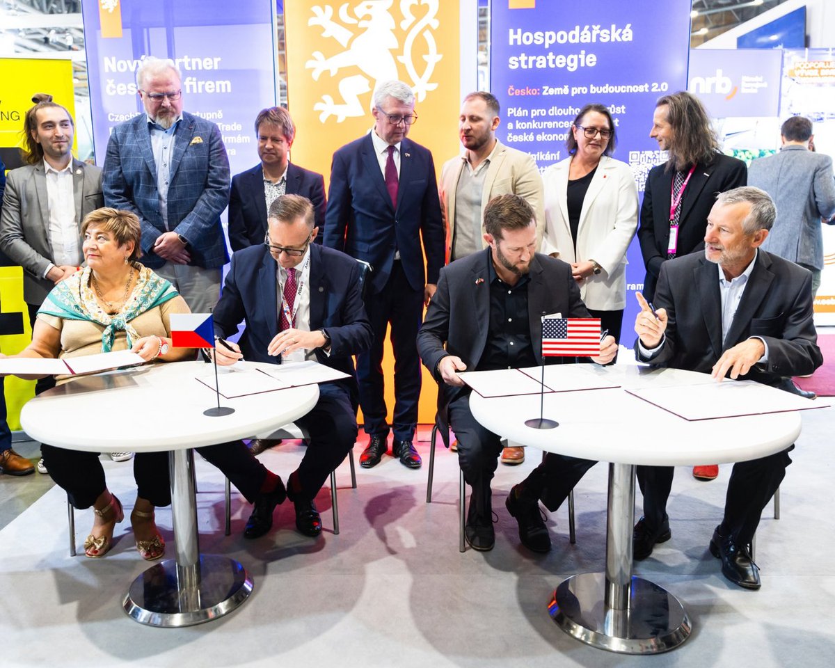 CuriosityLabPTC's tweet photo. Exciting news from Brno, Czech Republic. 🌍

Curiosity Lab signed a Memorandum of Understanding at the MSV Engineering Trade Fair with BVV Living Lab Brno, Czech Business Incubator of Atlanta, the City of Brno and BVV Trade Fairs Brno, creating a transatlantic innovation corridor between Peachtree Corners and Brno.

What does that mean? Companies can now validate emerging technologies in a real U.S. smart city environment and carry that work across the Atlantic into the Czech and European markets, with trusted partners supporting them every step of the way.

Two years of relationship-building brought us to this moment, and we could not be more excited about what comes next!

#CuriosityLab #PeachtreeCorners #SmartCity #Innovation #GlobalInnovation #MOUSigning #CzechRepublic #Brno #TransatlanticInnovation
