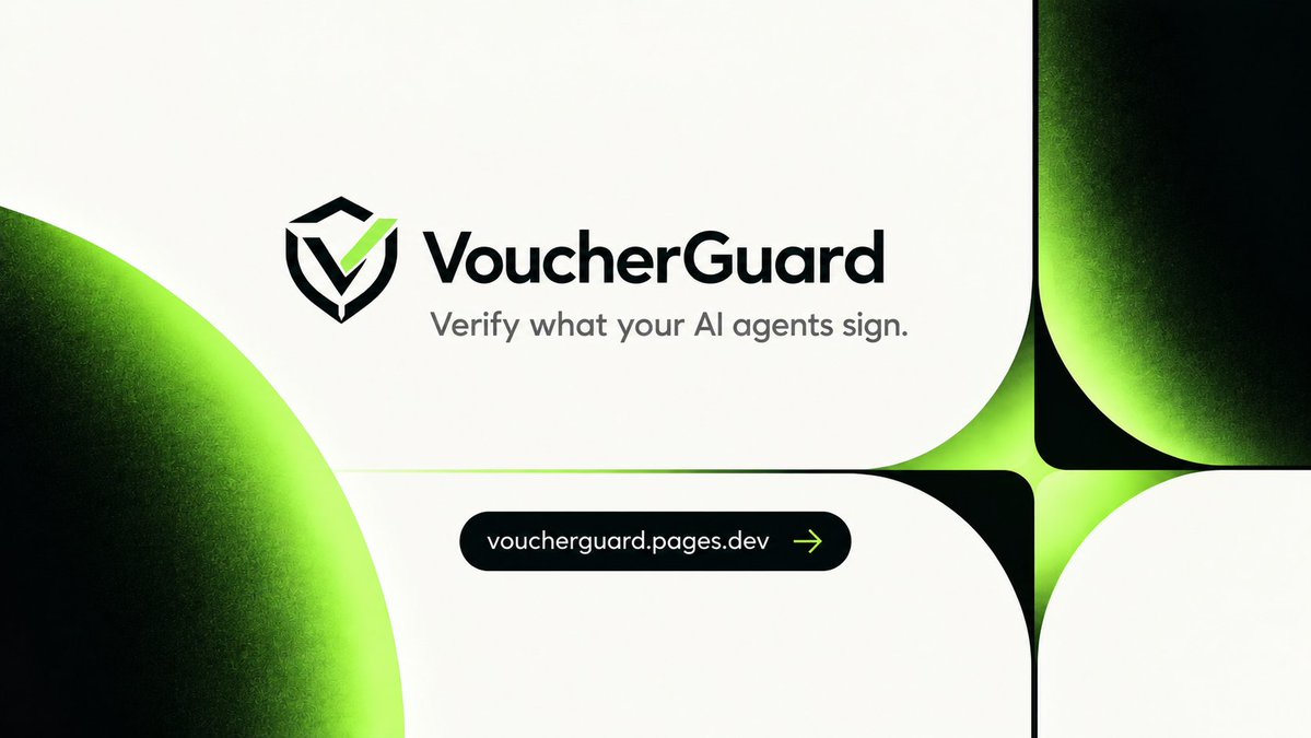 VoucherGuard's tweet photo. Welcome to https://t.co/B96YCviMqM

VoucherGuard is an open-source verification toolkit for Solana payment channels. Verify signed vouchers, spending limits, expiration, and channel state. Locally, without a backend.

Signed intent. Independent verification.
Verify what your AI agents sign.