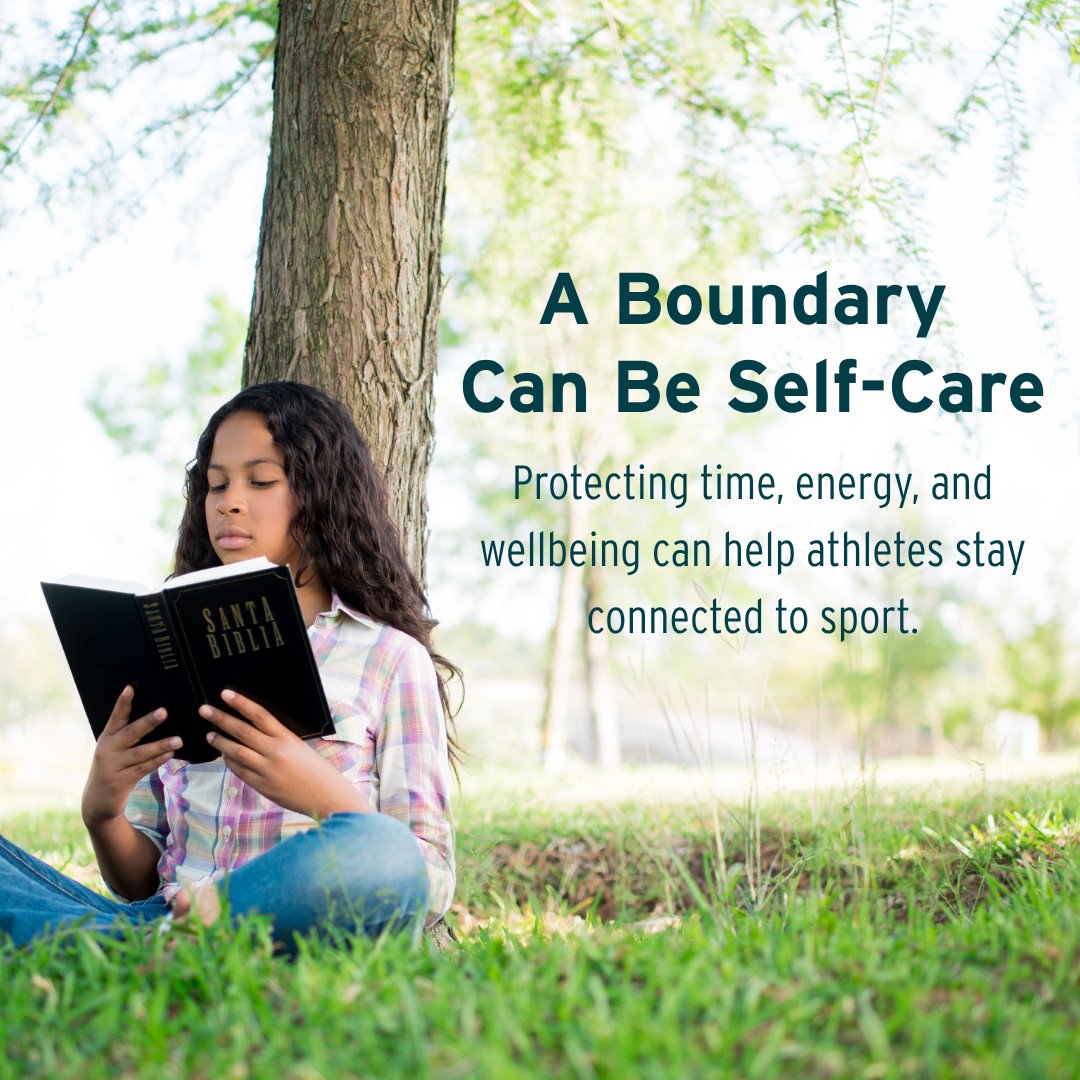 TrueSport's tweet photo. When it comes to youth sport, setting boundaries is a form of self care.

Saying no to an extra commitment, protecting time for school or family, or stepping back when a schedule becomes unsustainable does not mean an athlete cares less about sport. Clear boundaries can protect time, energy, relationships, enjoyment, and long-term participation.

TrueSport Expert and licensed clinical psychologist Dr. Melissa Streno shares how caregivers and athletes can set boundaries that support the whole family—not just the next practice or opportunity.

Read more: https://t.co/6w2FbiNJhg

#TrueSport #SelfCare #SportBoundaries #AthleteWellbeing #YouthSports
