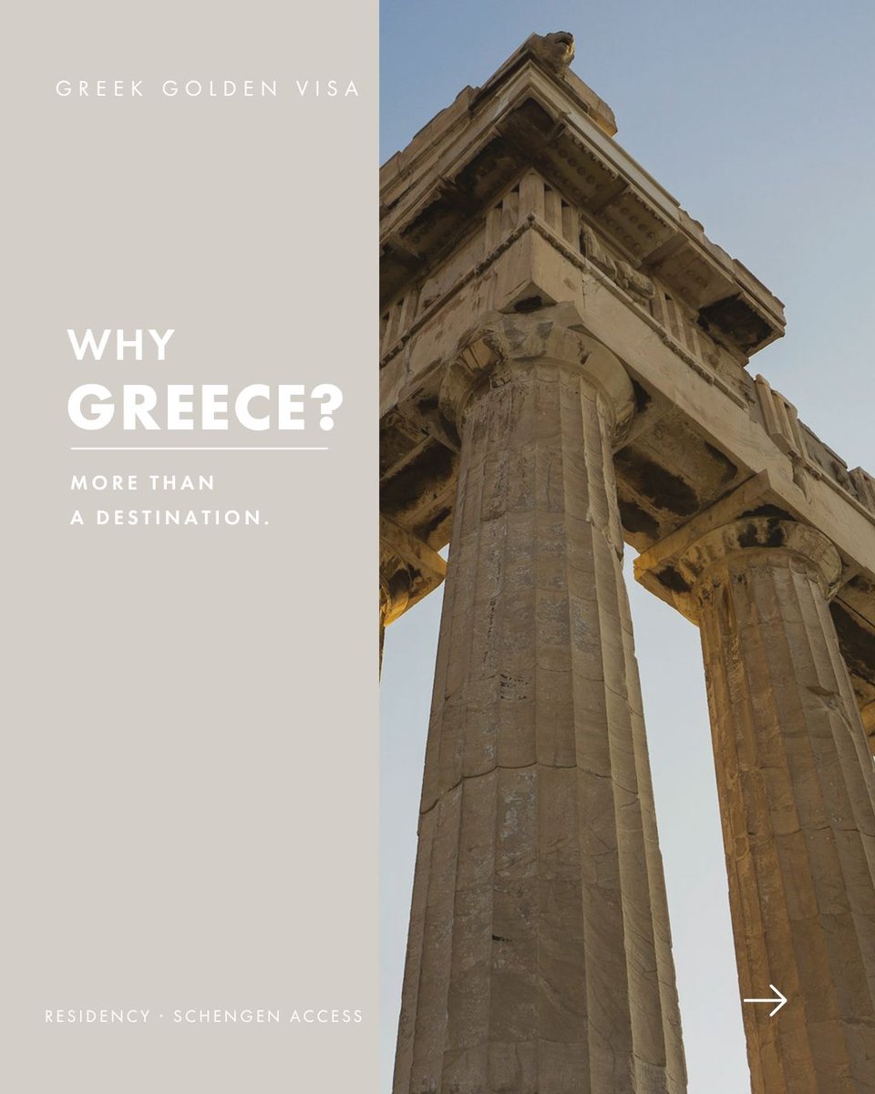 SantheosGreece's tweet photo. WHY GREECE? | MORE THAN A DESTINATION 

Discover a life where history, modern living, and seamless global mobility come together.   

Key benefits of investing in Greece:

• Mediterranean Living 
• Culture
• EU Mobility

Discover Greece with our team and unlock your pathway to European residency.

📩 Contact us to discuss your plans.
🔗 Read the full article on our website: https://t.co/Ew14cDtpqi
.
.
.

#santheos #goldenvisagreece #greecerealestate #investingreece #euresidency