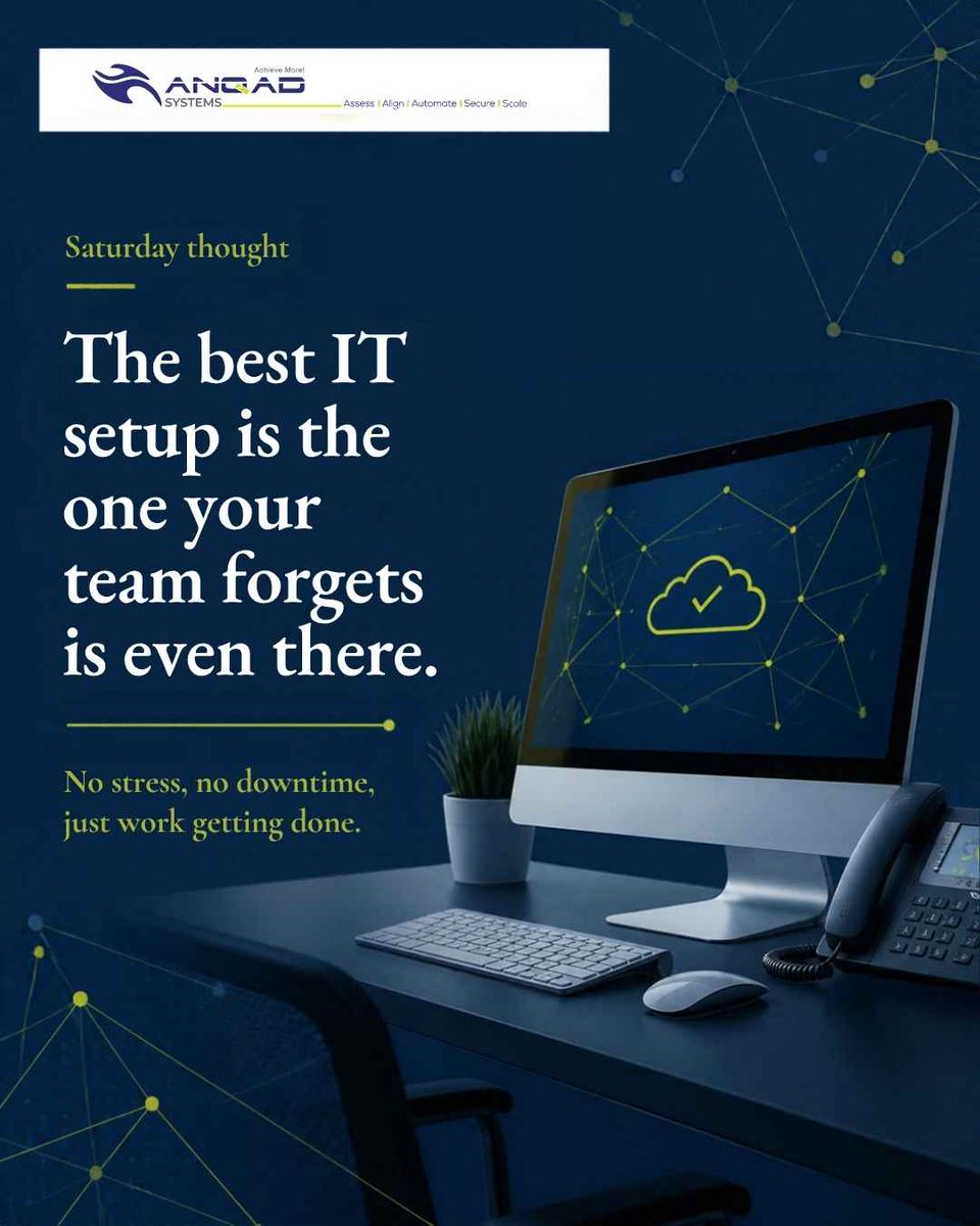 anqad_sl's tweet photo. Saturday thought: the best IT setup is the one your team forgets is even there. No stress, no downtime, just work getting done. #anqadsystems #odoo #microsoft #3cx #ITSupport https://t.co/jPcZTbjkf2