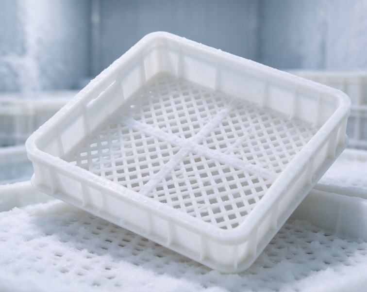 HanCharite's tweet photo. 这款食品级 PP 单冻器托盘,专为 - 30℃冷库设计:网格刚性结构经过数百次冻融循环依然平整,加强角部抗叉车磕碰,均匀镂空底面冷风穿透同时产品独立不粘。高高叠放不塌腰。标准和定制尺寸、颜色、网格均可做。水产、浆果、蔬菜、调理食品厂都在用。
#IQFTray #ColdStorage #FrozenFood #PlasticTray https://t.co/G2RsuHf690