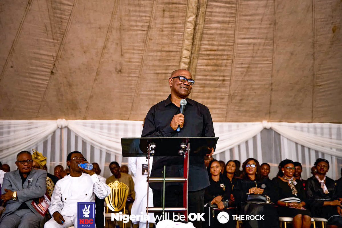 trapwiz_dmw's tweet photo. NDC Presidential Candidate, Peter Obi, and our incoming First Lady, Margaret Obi, at the burial of Rev. Williams Okoye.

A moment of respect, love, and solidarity. 🕊️ https://t.co/LWZdlRWcf6
