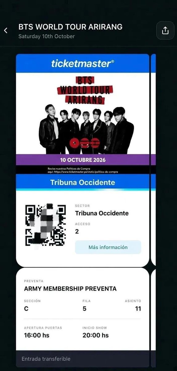 Alvarez_7890's tweet photo. 💜Vendo entradas para el concierto de BTS en Perú 🇵🇪🥹

Tribuna Occidente  10 de octubre
Precio S/667

-No asistiré por situación laboral💔

-DM si estás interesado📥📥. #BTS #BTSPeru #BTSARIRANG #ARMY https://t.co/vsCQdyqRGN