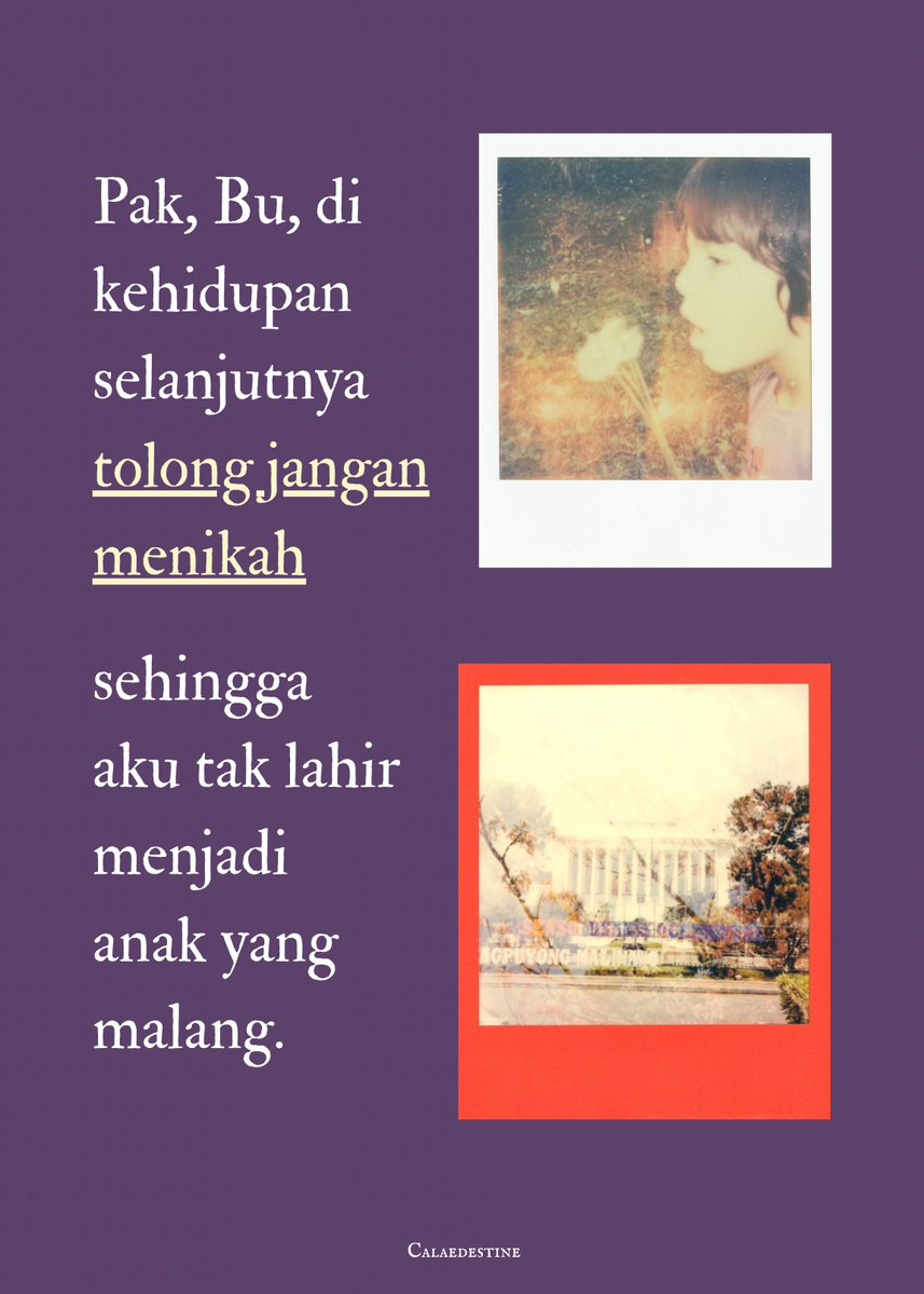 Calaedestine's tweet photo. Pak, Bu, di Kehidupan Selanjutnya Tolong Jangan Menikah, Sehingga Aku Tak Lahir Menjadi Anak Yang Malang. https://t.co/0guzyV9CPI