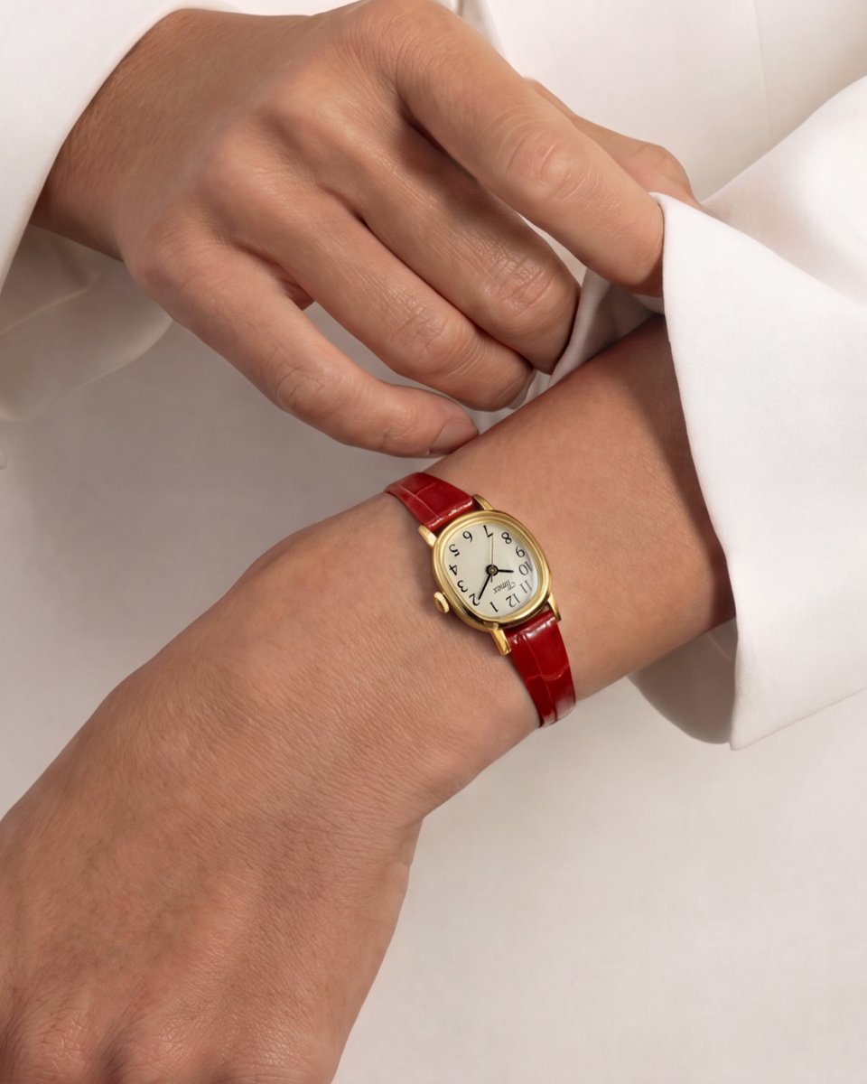 timex's tweet photo. The Addison and Cavatina Mini get a chic refresh with crocodile-grain leather straps in shades that go with everything, and a little pop of red.

Shop petite watches: https://t.co/xuVfreOZcN

#timex #analoglife https://t.co/wGWXpVdiSp