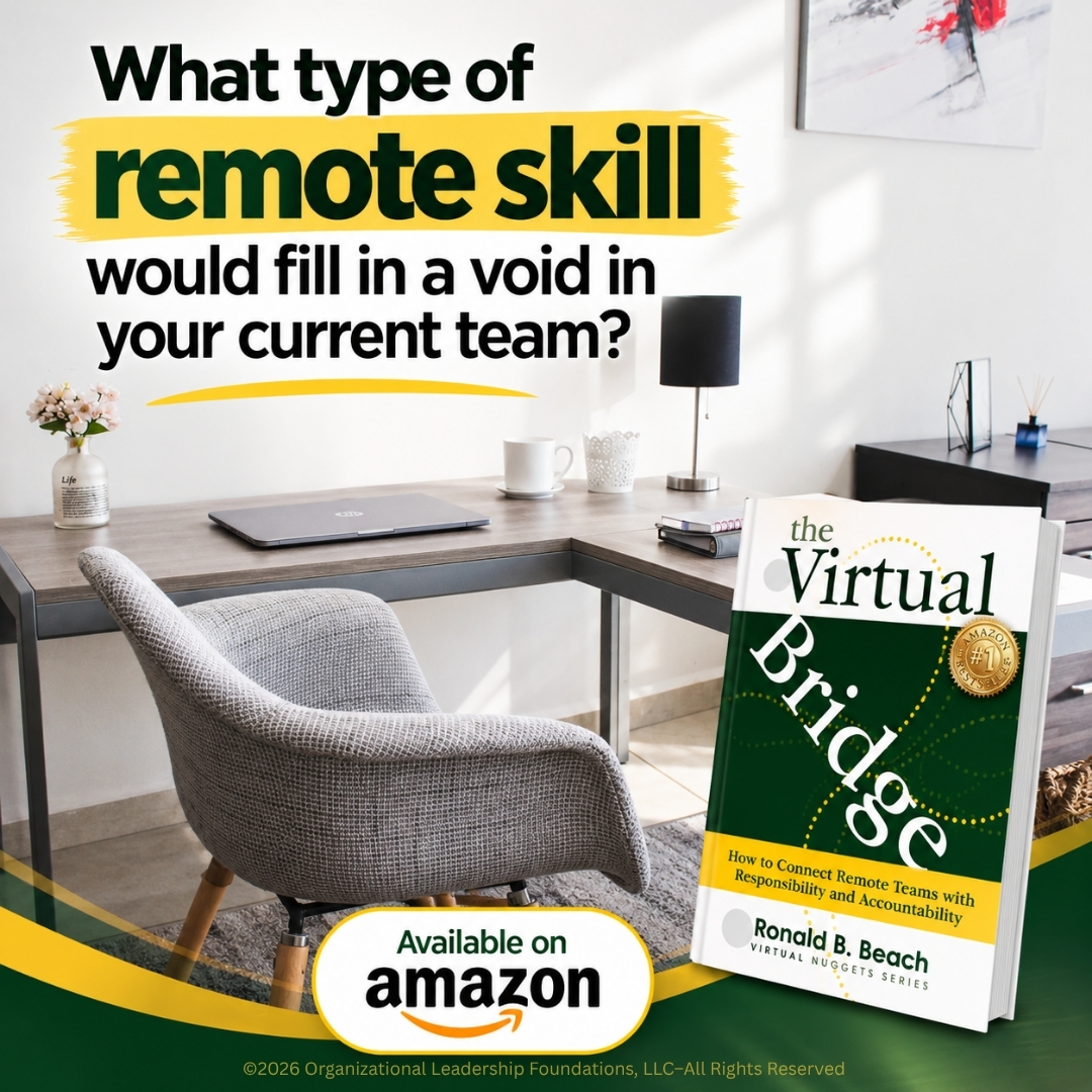 DrRonaldBeach's tweet photo. What type of remote skill would fill a void in your current team?
The Virtual Bridge: https://t.co/qStI4zfoLv
Available on Amazon!
#leadership #remote #VirtualWizard #remoteleader #thevirtualnuggets https://t.co/pecbpb9wdq
