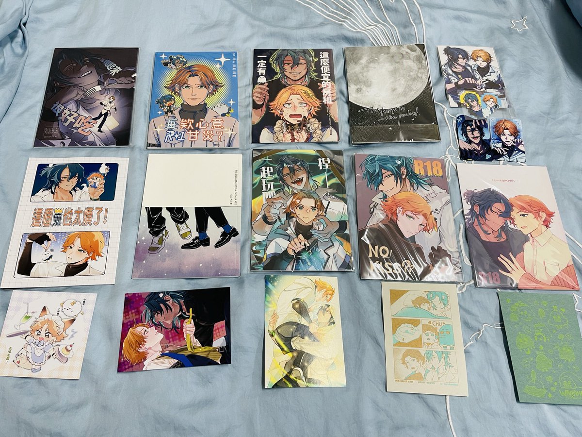 dream_yucc's tweet photo. 遲來的NiCE2通販戰利品分享
自己明明是第一次買同人誌
卻一口氣買9本👻🍊
真是可怕的妖股🤯（褒義 https://t.co/VXM0Q1TOeg