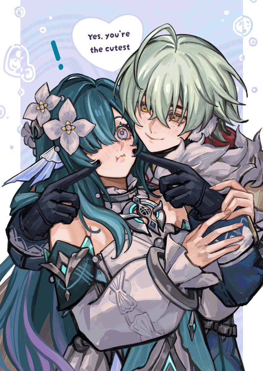 kodokunoakashi's tweet photo. Hi, they are so adorable I love seeing them together.

アリョヴォジャ
#alyosha #vodyanitsa #原神 #genshinimpact #alyonitsa https://t.co/yBEp2HAVEK