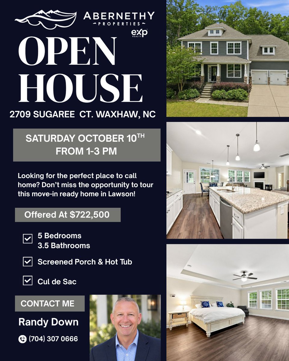abernethyprop's tweet photo. OPEN HOUSE in Lawson TOMORROW🏡🏡

Saturday October 10th from 1 - 3 PM

2709 Sugaree Ct. 5 bed 3.5 bath home on a cul de sac!

https://t.co/oE9acIZjfp

#abernethyproperties #realestate #openhouse #homeforsale #waxhawnc https://t.co/VMvPD9Uflr
