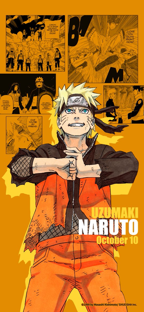 NARUTO_info_en's tweet photo. Happy birthday, Naruto!
We've created this wallpaper that illustrates his journey.

Let's celebrate Naruto, who carried his parents' wishes in his heart, forged unbreakable bonds with his friends and mentors, and became a hero of his village, beloved by all!

#NARUTO #HBDNaruto https://t.co/nR4sc9Te6i