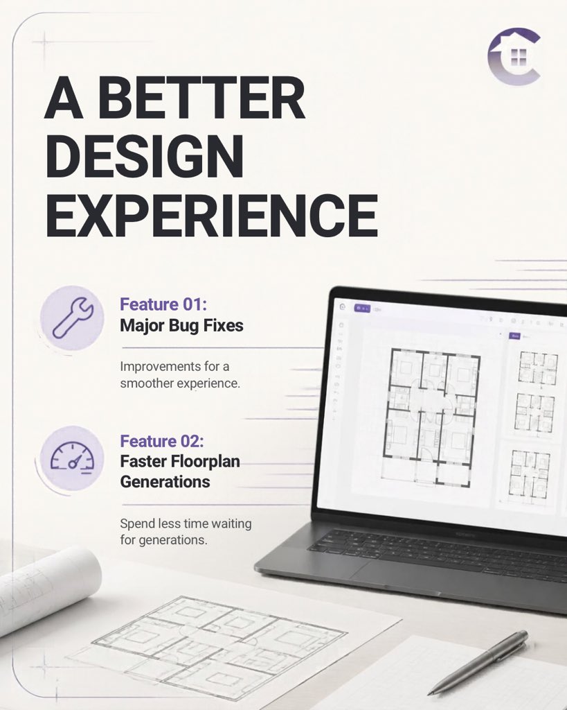 clairvyn_ai's tweet photo. New updates, better possibilities 🚀 Clairvyn Beta brings universal floorplan generation and complex residential layouts, while Kozo gets major bug fixes and faster generations. Swipe to explore what’s new! ✨ https://t.co/GRnumQUh2s