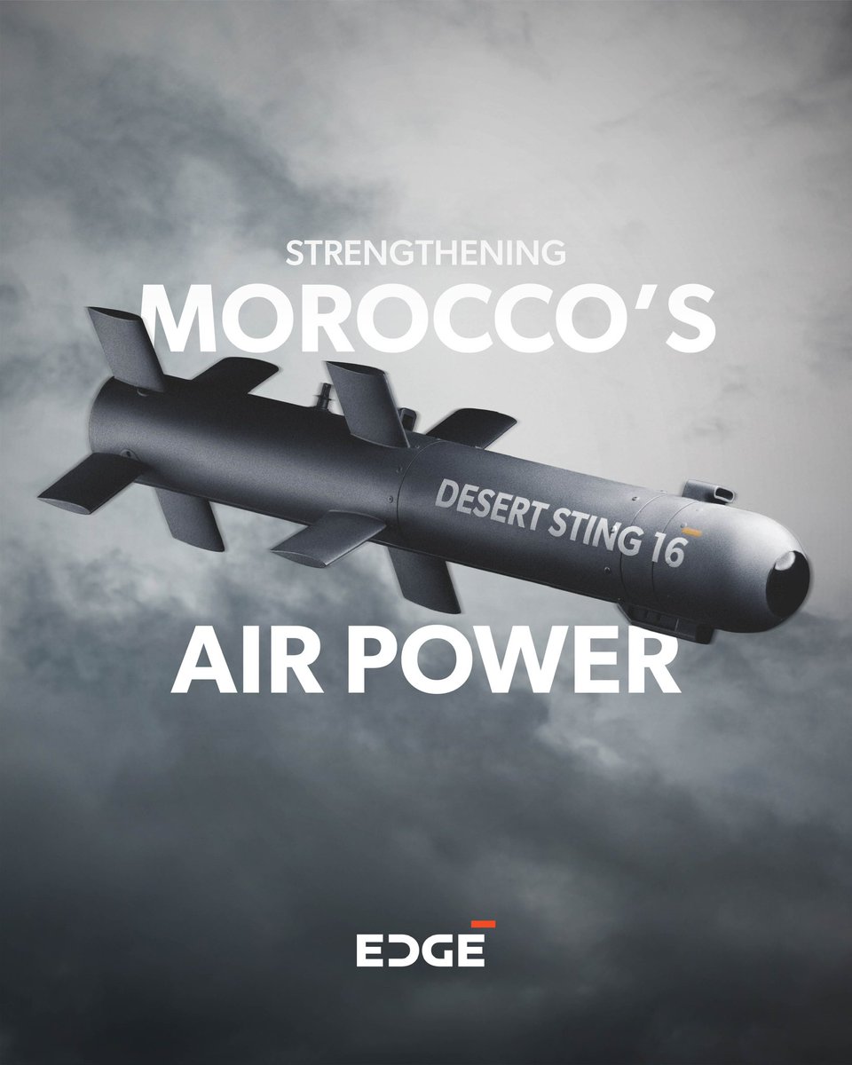 _edgegroup's tweet photo. Precision power for Morocco’s unmanned combat fleet. 🇲🇦

DESERT STING 16 and THUNDER P-31 will strengthen the Royal Moroccan Air Force’s precision strike capability. https://t.co/wtlOy5qmvB