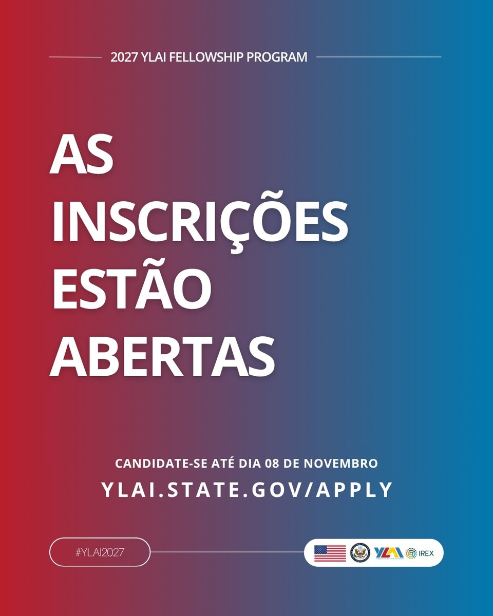 EmbaixadaEUA's tweet photo. Você é jovem empreendedor e quer expandir seu negócio? Inscreva-se até 08/11 para o @YLAINetwork 2027! Esta é sua chance de participar de um programa de intercâmbio de 4 semanas nos EUA, com foco em empreendedorismo e treinamento intensivo em liderança: https://t.co/5EaKhudkT8 https://t.co/JHGCj8gSB3