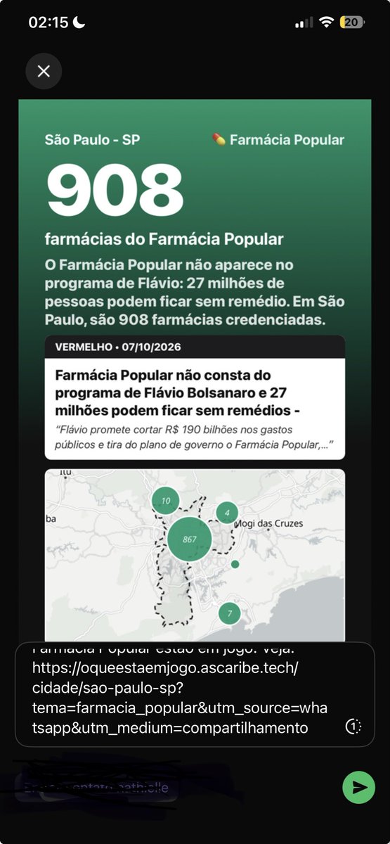 azinhabrasil's tweet photo. 🚨 VOCÊ JÁ SE PERGUNTOU O QUE SUA CIDADE PERDE MESMO AO ELEGER FLÁVIO BOLSONARO?

Acesse o link, digite o nome da sua cidade e veja o que aparece. Espalhe o resultado! 👇

https://t.co/F6agwjEuft

#FandomsComLula https://t.co/ypmRu5pZGw