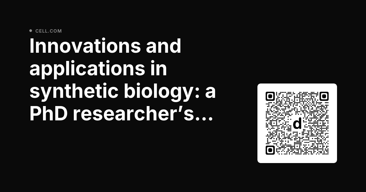 TrendsinBiotech's tweet photo. Online now: Innovations and applications in synthetic biology: a PhD researcher’s perspective dlvr.​it/TVrf7S https://t.co/7kkwiXVFQY
