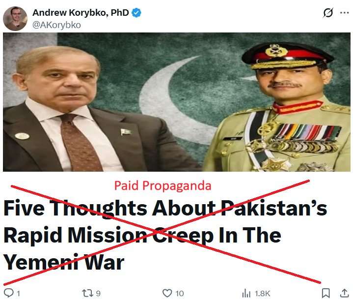 Markhorr313's tweet photo. پاکستان کے خلاف منظم اسپانسرڈ مہم چلائی جارہی ہے ۔ اینڈریو کورائبکو بھی ایسا ہی ایک تنخواہ دار صحافی ہے جو خود کو آزاد تجزیہ نگار کہتا ہے لیکن افغان طالبان سے متعلق اس کی تحریروں میں طالبان کے مؤقف کی غیر معمولی حمایت  واضح دکھائی دیتی ہے ۔ 

 اقوام متحدہ کی سلامتی کونسل کی نگرانی ٹیم اپنی 2026 کی رپورٹس میں واضح کرچکی ہے کہ افغان طالبان فتنہ الخوارج کو پناہ اور معاونت فراہم کرتے رہے ہیں اور افغان سرزمین سے پاکستان کے خلاف دہشت گرد حملے ہوئے ہیں۔

 یہ پاکستان کے کسی ترجمان کی ذاتی رائے نہیں بلکہ بین الاقوامی نگرانی کی دستاویزی رپورٹ ہے۔

 کورائبکو پاکستان پر داعش خراسان کی پشت پناہی جیسے سنگین الزامات کو قابلِ اعتبار قرار دیتا ہے لیکن کوئی شواہد سامنے نہیں لاتا ۔ کیونکہ یہ طالبان کے خیالی الزامات ہیں جو صرف اس لئے دئے جاتے ہیں تاکہ وہ ٹی ٹی پی سمیت تین درجن مسلح گروہوں کی افغانستان میں موجودگی کا جواز تراش سکیں ۔ 

لیکن کورائبکو خود کو صحافی کہتا ہے کیا ایک صحافی کیلئے محض افغان طالبان کے یکطرفہ خیالی الزامات کافی ہیں جبکہ اقوام متحدہ کی واضح رپورٹس بھی کورائبکو کو قائل نہیں کرتیں؟ 

یہ تجزیہ نگار ہے  یا افغان طالبان کا غیر اعلانیہ ترجمان؟

 اگر اس تنخواہ دار صحافی کے پاس شواہد ہیں تو پیش کرے ، ورنہ قیاس آرائیوں کو حقائق کا lلبادہ  بند کردے ۔