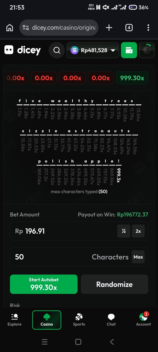 jjncck's tweet photo. @DiceyHQ Every letter is a gamble and I still went for it. #PlayTYPER https://t.co/yzAW7XAYud