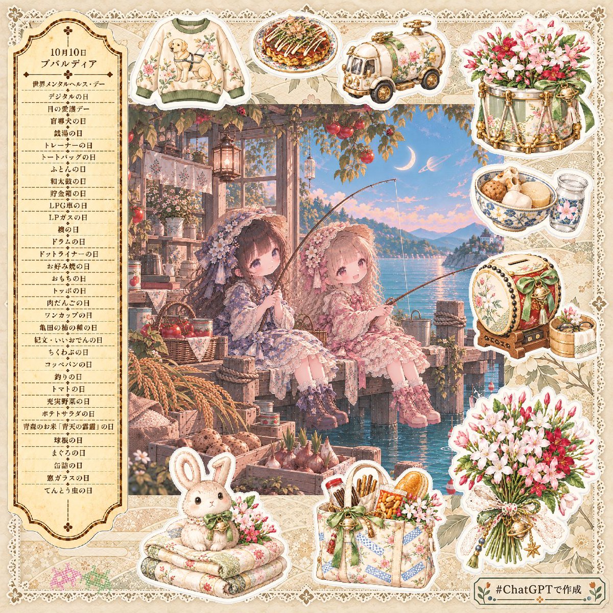 leaveittothe_w's tweet photo. 10月10日🌸ブバルディア
世界メンタルヘルス・デー
デジタルの日
目の愛護デー
盲導犬の日
銭湯の日
トレーナーの日
トートバッグの日
ふとんの日
和太鼓の日
貯金箱の日
LPG車の日
LPガスの日
襖の日
ドラムの日
ドットライナーの日
お好み焼の日
おもちの日
トッポの日
…他
#何の日カード https://t.co/Eq6i5cfnWU
