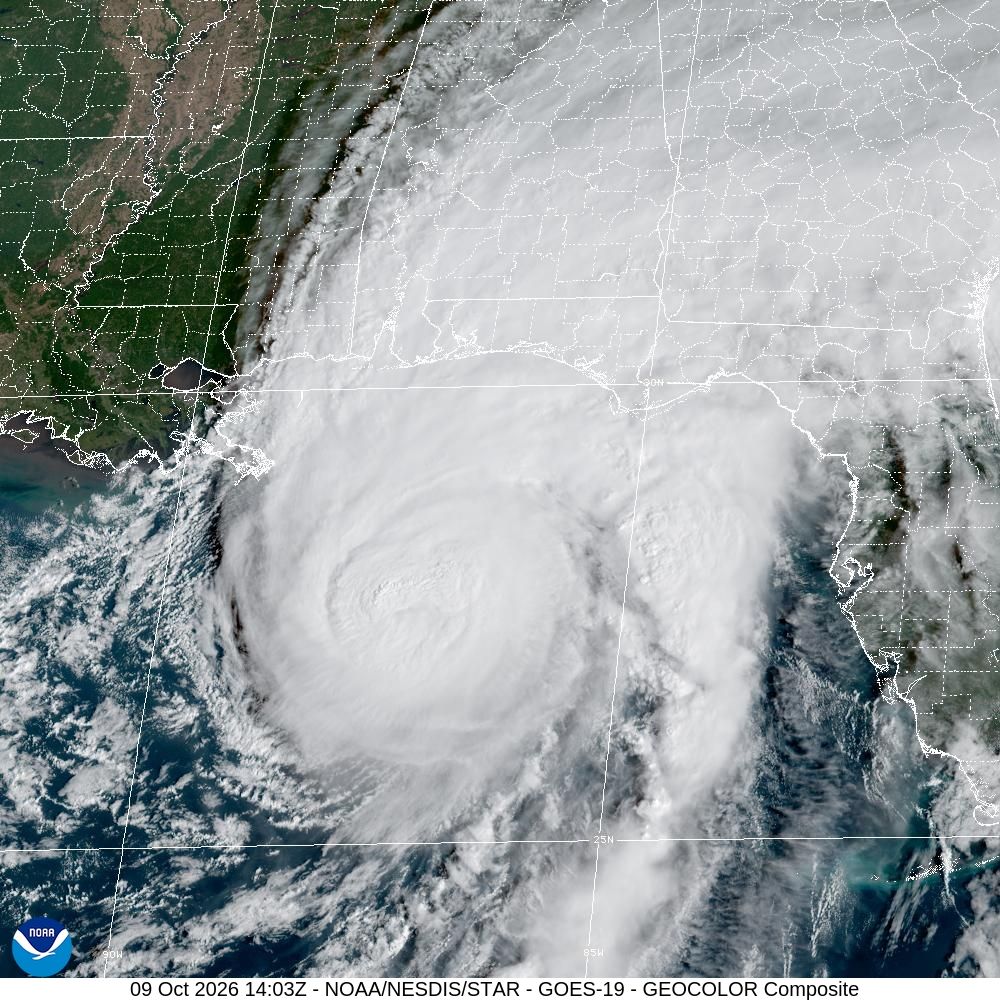 NWS's tweet photo. 10/09/2026 Update: The center of Major Category 3 Hurricane Isaias is expected to reach the western Florida Panhandle Coast this evening, however conditions along the Gulf Coast will deteriorate throughout the day TODAY. Isaias is expected to be at or near major hurricane strength when it makes landfall this evening. 

Extremely dangerous and damaging hurricane force-winds are expected over portions of the Florida Panhandle, southern Alabama, and southern Mississippi where a Hurricane Warning (red shaded area on the map) is in effect. Residents in these areas should have a safe room to ride out the storm and prepare for long-duration power outages.

Hourly updates will begin being issued at 11am CT, stay up to date with the latest at https://t.co/e2Vkdav5Wu and https://t.co/qk3BcVP5M8.