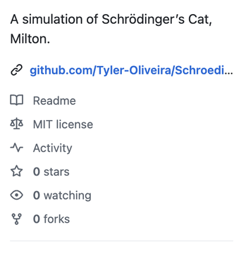 rixshuu's tweet photo. THIS IS INSANE!!!

A CRACKED DEV BUILT A LITERAL SIMULATION OF SCHRODINGER'S CAT 

https://t.co/eIMmSLomZi 

The cat is called MILTON (real name of Schrondinger's Cat) & is the FIRST INSTANCE OF USING QUANTUM MECHANICS to view Schrondinger's Cat

dev is on X, will DM him to onboard