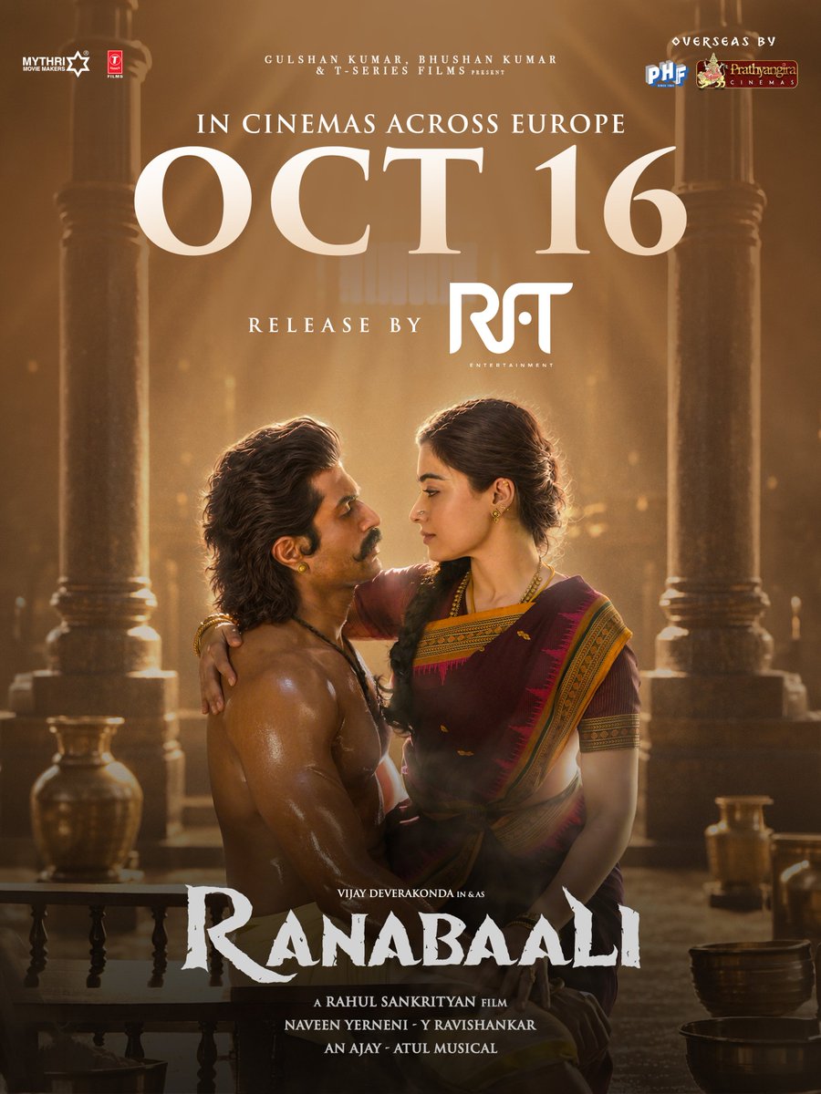 FilmsRft's tweet photo. Ranabaali storms into cinemas across Europe on October 16. Witness the battle unfold on the big screen, presented by RFT Films.. 🎬

@TheDeverakonda | @iamRashmika 
@PrathyangiraUS | @PharsFilm 

#VijayDeverakonda #RashmikaMandhana | #Ranabaali https://t.co/MzG09DdPAr