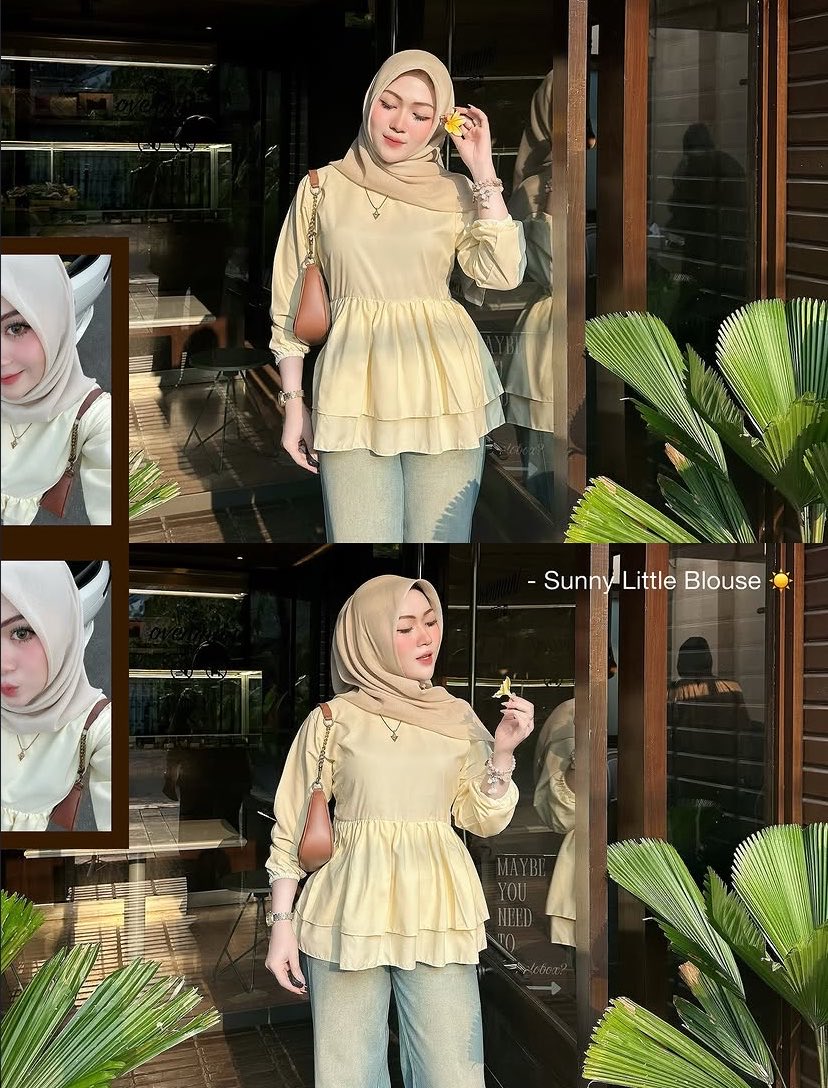 chocomelovess's tweet photo. liat deh detail blousenya, gemes poll kayak kelopak bunga yang lagi mekar🌻 https://t.co/HKNbPYEMlQ