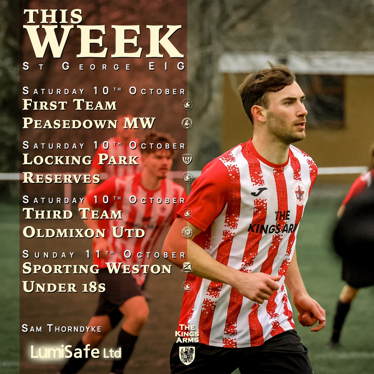 EIGFC's tweet photo. 🏡WE’RE BACK HOME! ⚽️

After 7 months away from Court Hay, we finally return tomorrow! 

Our First Team take on Peasedown with a 3pm kick-off and we’d love to see as many of you there as possible to support the lads❤️

🔴⚪ https://t.co/mXmATLrDAw