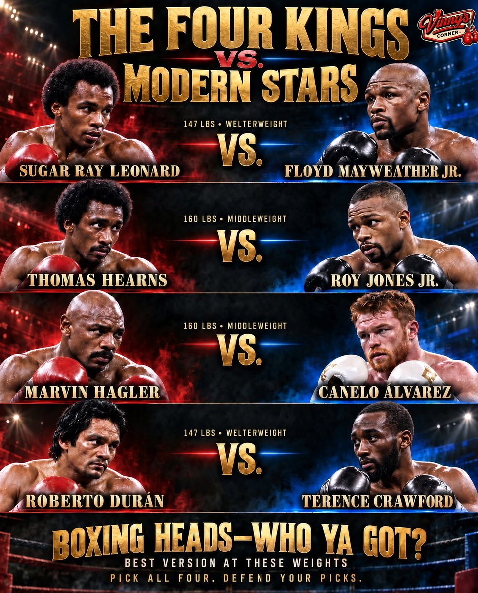VinnysCorner1's tweet photo. Imagine this was one fight card? 🤯 

How would these match ups play out? https://t.co/3j5BFMzynb