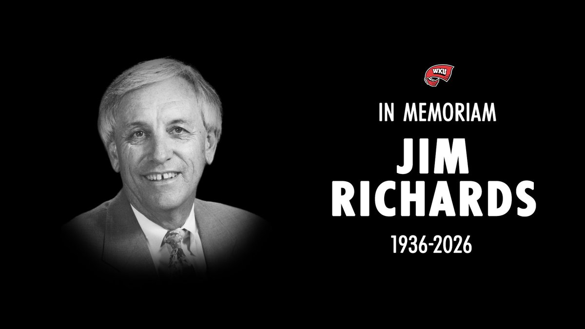 WKUBasketball's tweet photo. Jim Richards, a former WKU Men's Basketball Head Coach, Director of Athletics and member of the WKU Athletic Hall of Fame, passed away Friday, Oct. 9. 

He was 90 years old. 

🔗 https://t.co/FkaSOUz9XA https://t.co/D2gH3NuaBc
