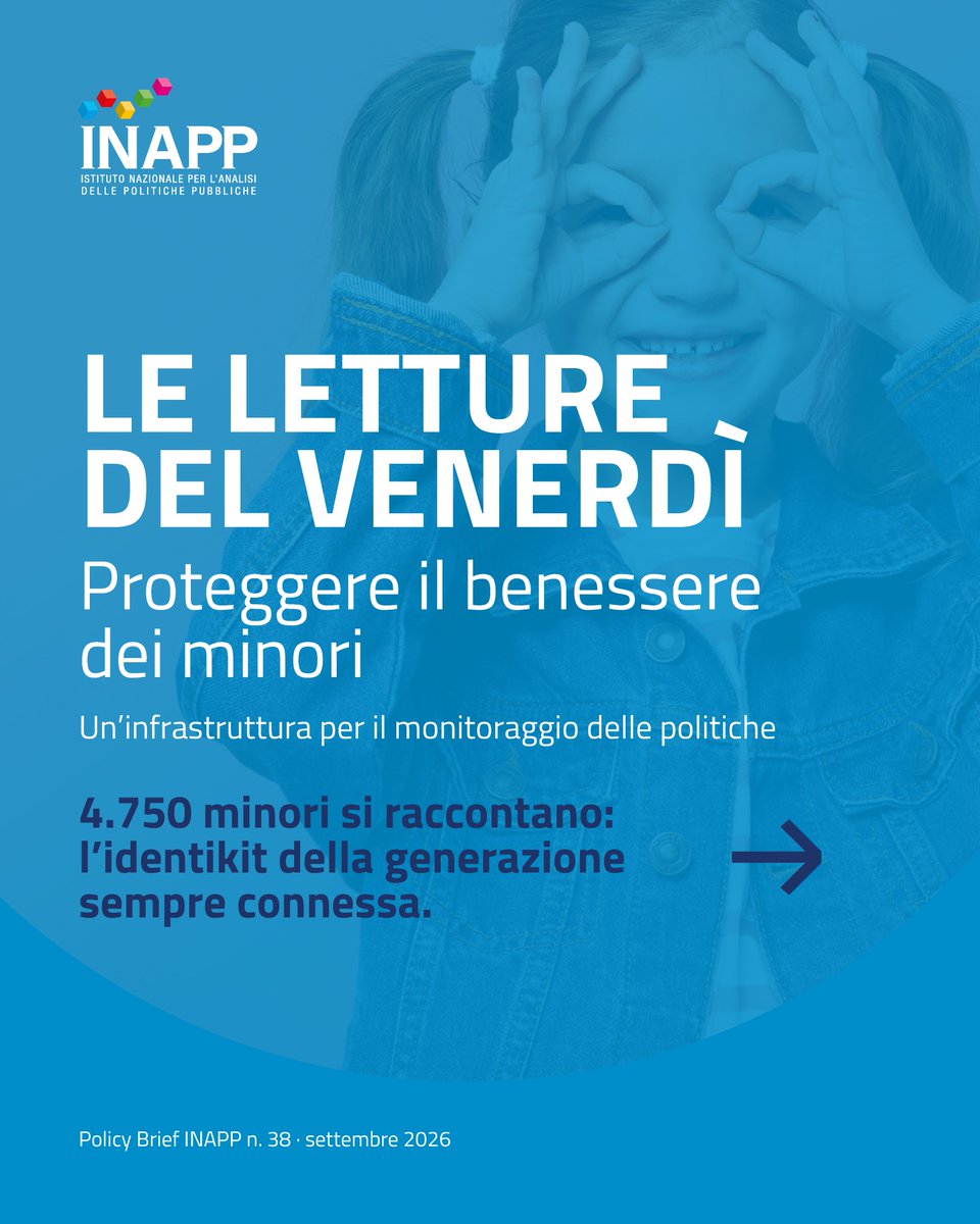 InappGov's tweet photo. 📚 #LettureDelVenerdì Con le medie arrivano smartphone e social, cala l’ascolto in famiglia e cresce la solitudine, soprattutto tra le ragazze. Il Policy Brief #INAPP sul benessere dei minori, con i dati di 4.750 preadolescenti 👇
https://t.co/HjC8XKUbHK https://t.co/CrRGcDGviJ