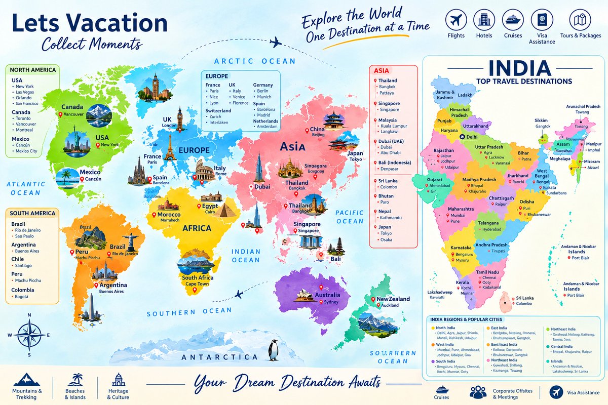 CodieLeigh's tweet photo. One world. Countless destinations. One travel partner. From Kashmir to Bali, Europe to India, Let’s Vacation creates personalised holidays, honeymoons, cruises, staycations, corporate trips, visa support and custom tours. We don’t just plan trips. https://t.co/7hlrP8z5zj