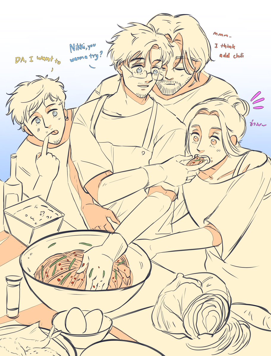 seaillita_2006's tweet photo. Au family 🧑🧑🧒🧒✨
Today they are making a kimchi recipe from Grace Fishman‘s house.😋🍲
#bloodymary #nikkiobsession #residentevil #projecthailmary #ironlung https://t.co/O2DN79XDXy