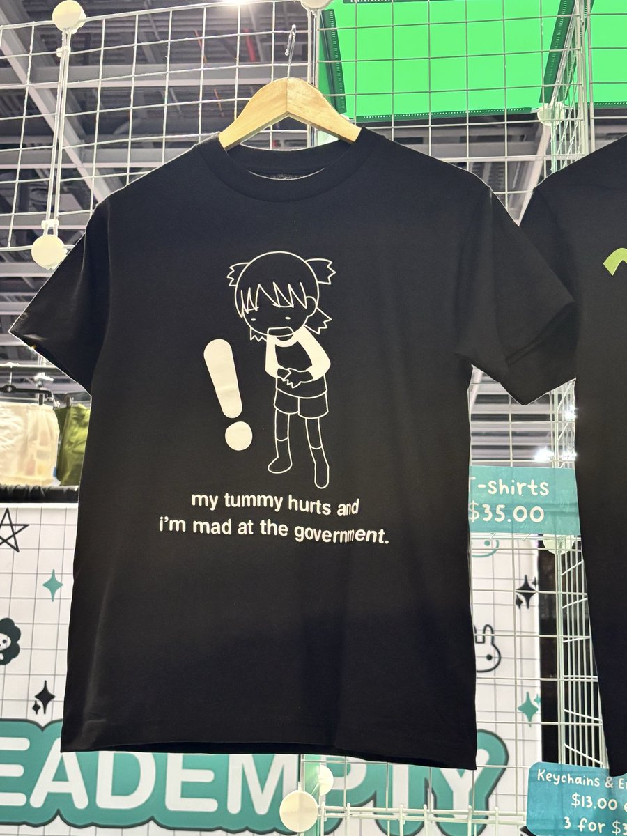 heademptybot's tweet photo. We are back in NY for #NYCC with our famous #Yotsuba ‘My Tummy Hurts’ Shirt! Booth number 4141 https://t.co/OVt9LfoTXb