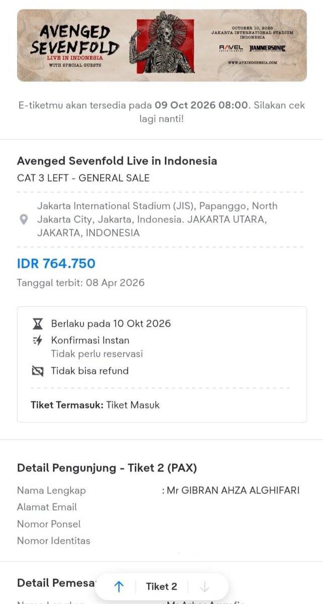 mssgst0rm's tweet photo. @Bimaegi_s @avisomastermind wts 2 tiket a7x
cat 3 left, underprice 1,4 siap cod di venue. dm aja https://t.co/MSLo5wiFIf