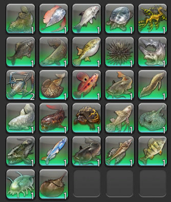 YJason1342's tweet photo. FF14釣魚日記Day3
今天27隻 3.0常駐魚都釣完了
胸脊鯊嘗試兩次，雕塑家連個影都沒看見 完全法克 https://t.co/qxgGXZVjb1