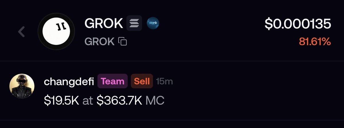 ver0x77's tweet photo. hi @monad, i'm not sure what your exact relation with @chang_defi is but i'm 100% sure you don't want someone that rugs/scams people for $10,000 representing your project. The most shady part was Chang updated thesis for $GROK on @fomo at around 700k marketcap and proceeded to sell his entire position shortly after. This is 100% scam/rug behaviour. 
@keoneHD @0x_eunice @_jhunsaker @Monad_APAC @thisisfin_ @thetinaverse @michael_lwy @EforNad @HarryAlford3