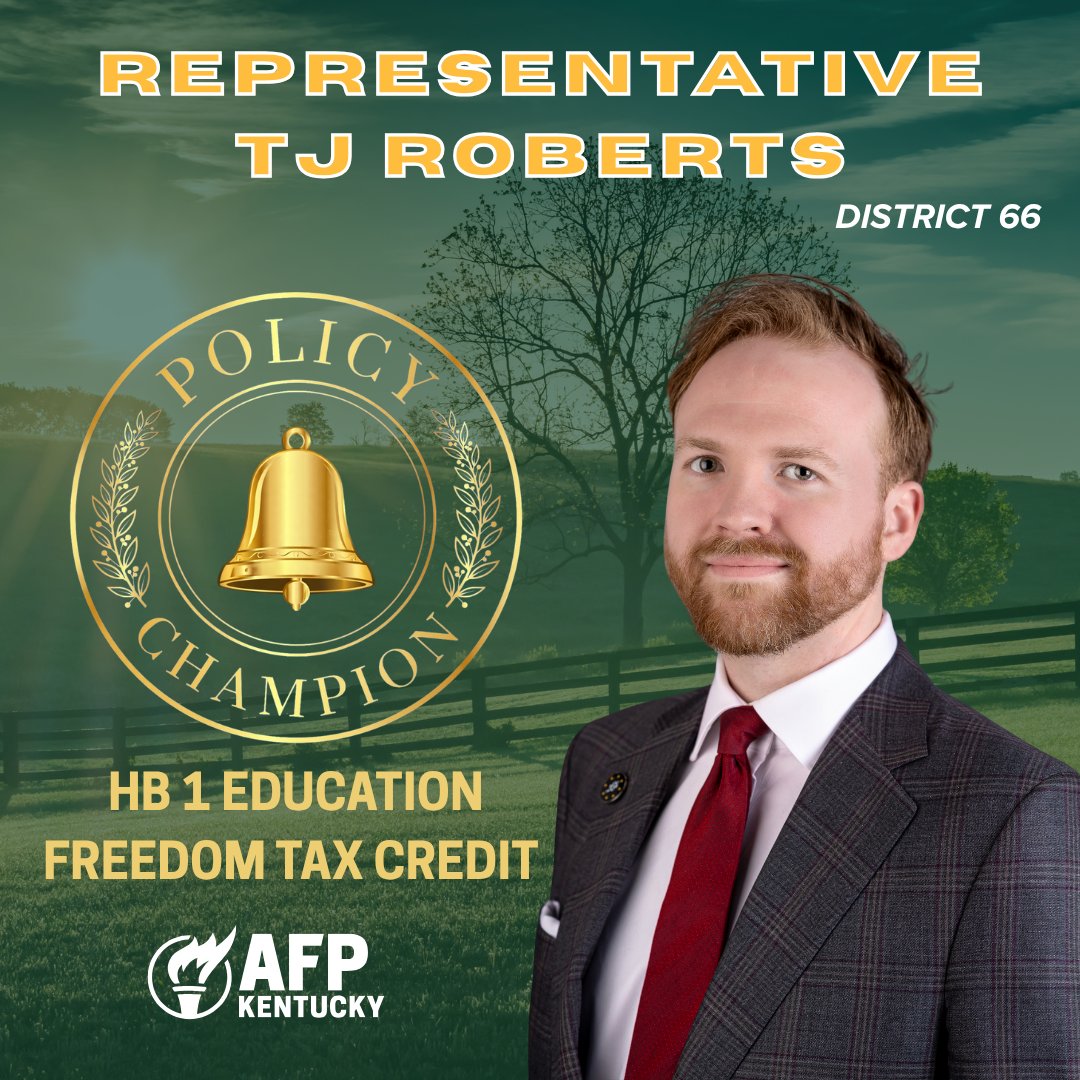 AFPKentucky's tweet photo. 🔔Education Freedom Tax Credit (HB 1) Policy Champions - Representative Kim Moser and Representative TJ Roberts!

Policy Champions fight for education freedom. Reps. Kim Moser and TJ Roberts led the charge on HB 1 this session, expanding the education freedom tax credit so Kentucky families, not government, decide where their kids learn. That’s putting power back in parents’ hands and ensuring both public and private school students can benefit from this federal program.