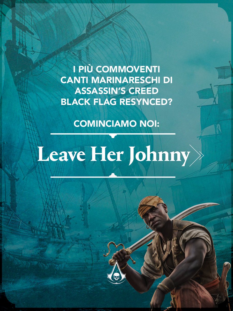 AssassinsITA's tweet photo. Tra tutte le sea shanty di Assassin's Creed Black Flag, poche colpiscono come "Leave Her, Johnny". 💙
Una melodia intrisa di nostalgia, che accompagna il momento in cui ogni avventura volge al termine. ⚓🏴‍☠️ https://t.co/usWT4QI4Tw