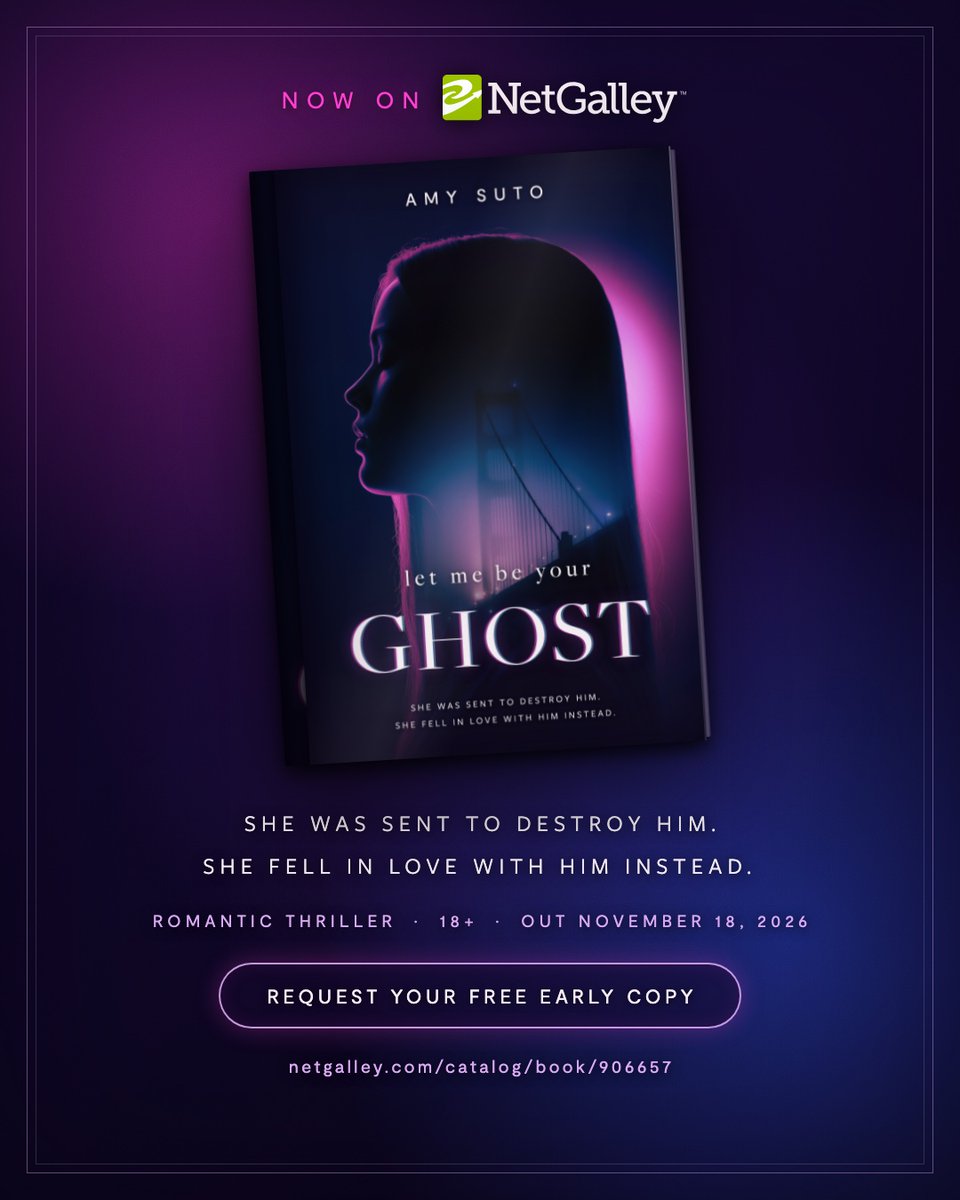 Sutoscience's tweet photo. LET ME BE YOUR GHOST is officially on NetGalley 🖤 if you review books, you can request a free early copy of my romantic thriller right now, before it's out nov 18. she was sent to destroy him. she fell in love with him instead. 18+. link in the replies ⬇️ https://t.co/JziefjbcOG