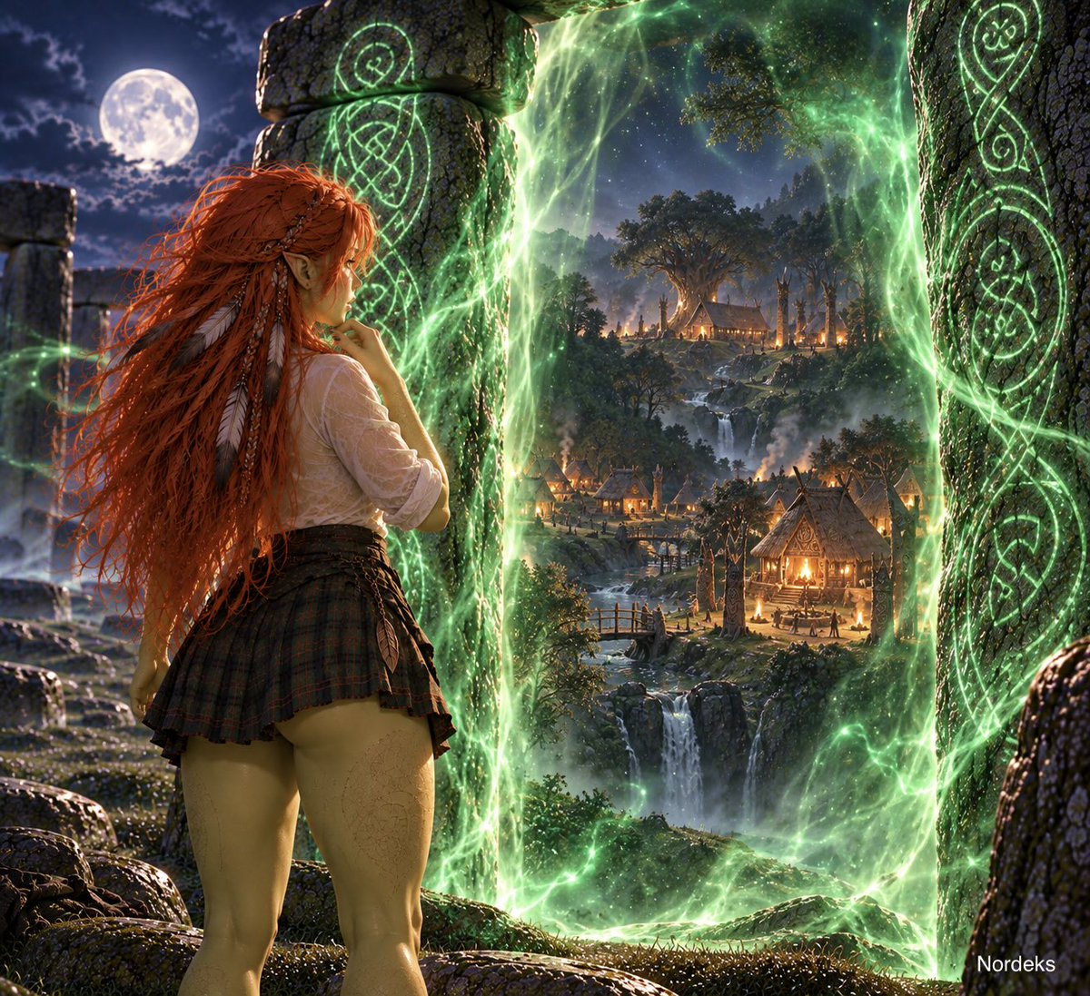 TSalomonse20709's tweet photo. Still learning to embrace the body she becomes beneath the moon, Astrid now steps into a world as unfamiliar as her transformation itself. Two worlds, two lives — and a soul destined to belong to both. Astrid ✨💚♥️#Orcess #AiCharacter #Aifantasy #AstridNordeks https://t.co/Lr0d0laFVo