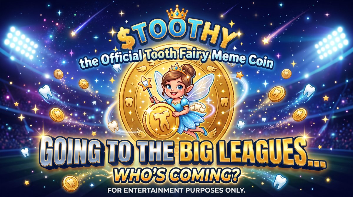 Toothy_Toothy's tweet photo. TOOTHY - The Official Tooth Fairy Meme Coin

#Crypto #Cryptocurrency #Trading #Cryptonews #Viral #Toothy #Pumpfun https://t.co/4eZWc4Kyns