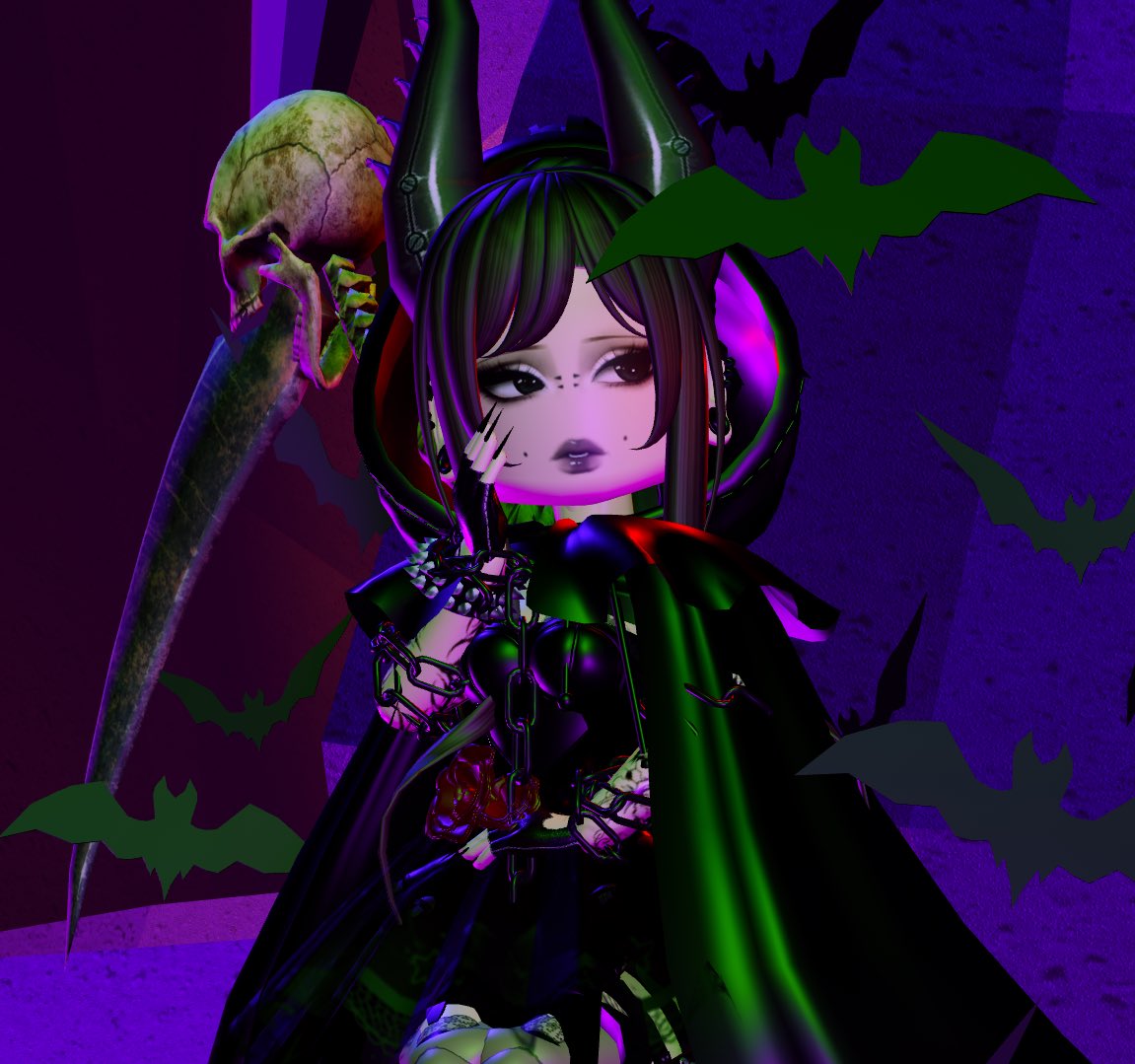 bunniblossomss's tweet photo. reposting some older pics of my reaper outfit 🖤🦇🪦⛓️

I LOVE HALLOWEEN 🎃🫶🏻

#royalehigh https://t.co/sHbxIK2cRd