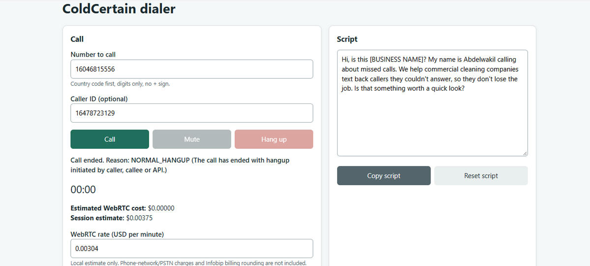 ColdcertainSAAS's tweet photo. I Vibe coded my own cold calling site https://t.co/0K3ywDXnbV