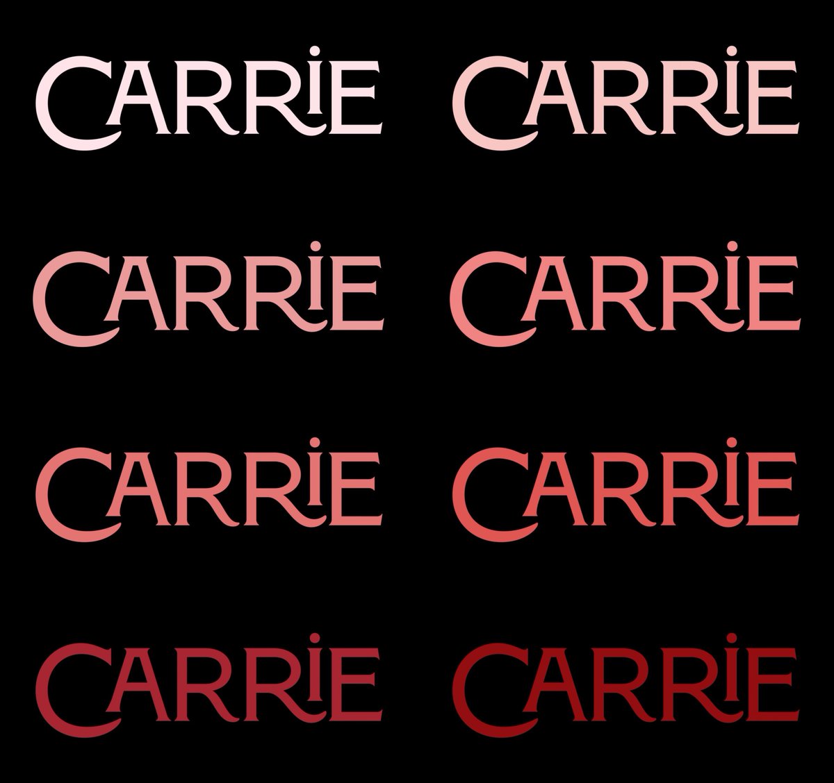 posadatermina's tweet photo. Mola cómo la serie de 'Carrie' de Flanagan va intensificando el color del título, capítulo a capítulo, hasta llegar al clímax del episodio final, con un rojo sangre. https://t.co/DPT46hmUae