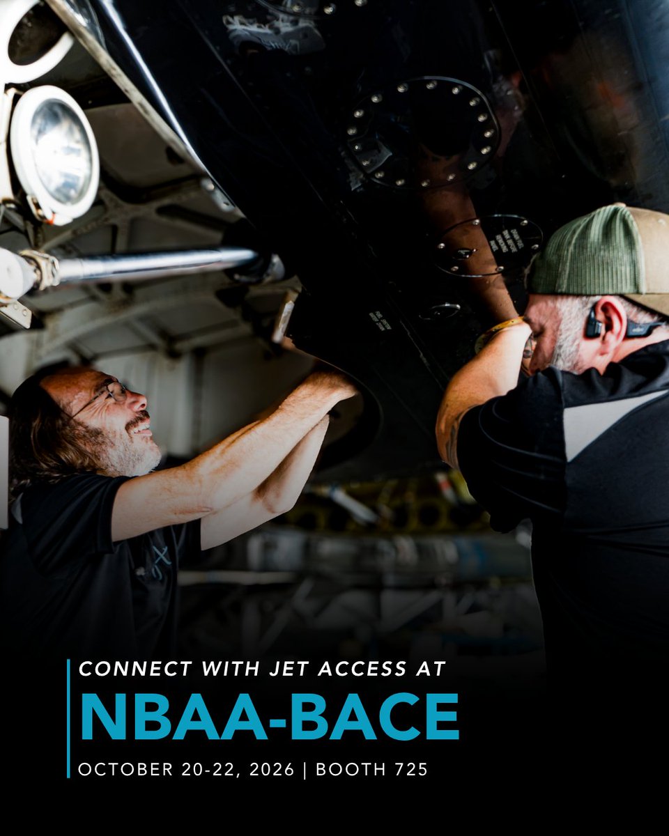 FlyJetAccess's tweet photo. Jet Access is exhibiting at NBAA-BACE, Oct. 20–22.

Visit Booth 725 to connect with our team, explore our capabilities and enter to win one of three handcrafted leather duffle bags curated by our Interiors team.

We’ll see you in Las Vegas. 

@NBAA https://t.co/gB3DWzSySJ