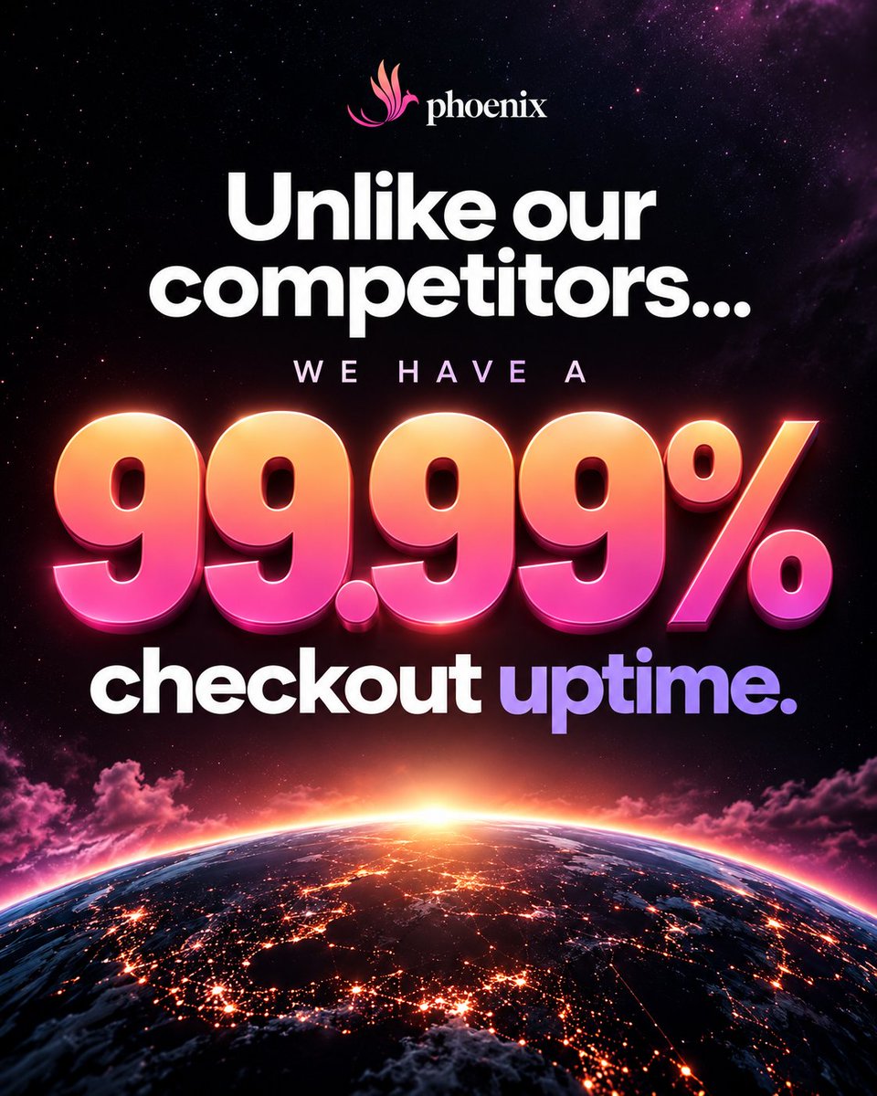 ReignEcom's tweet photo. While our competitors are down, we're UP! 🚀

99.99% checkout uptime. Less downtime. More revenue.

Because every second counts when you're scaling. 🔥 https://t.co/0SViKYpAwm
