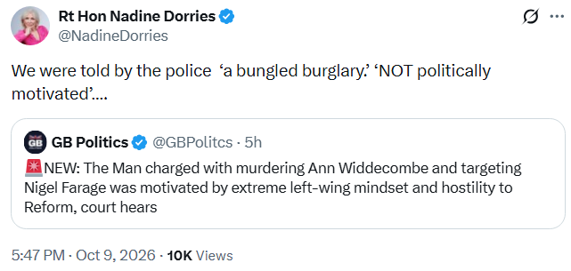 Barthsnotes's tweet photo. Dorries accuses the police of fixating on one possible motive for a crime at the expense of other possibilities. https://t.co/iZYUkFhrk6